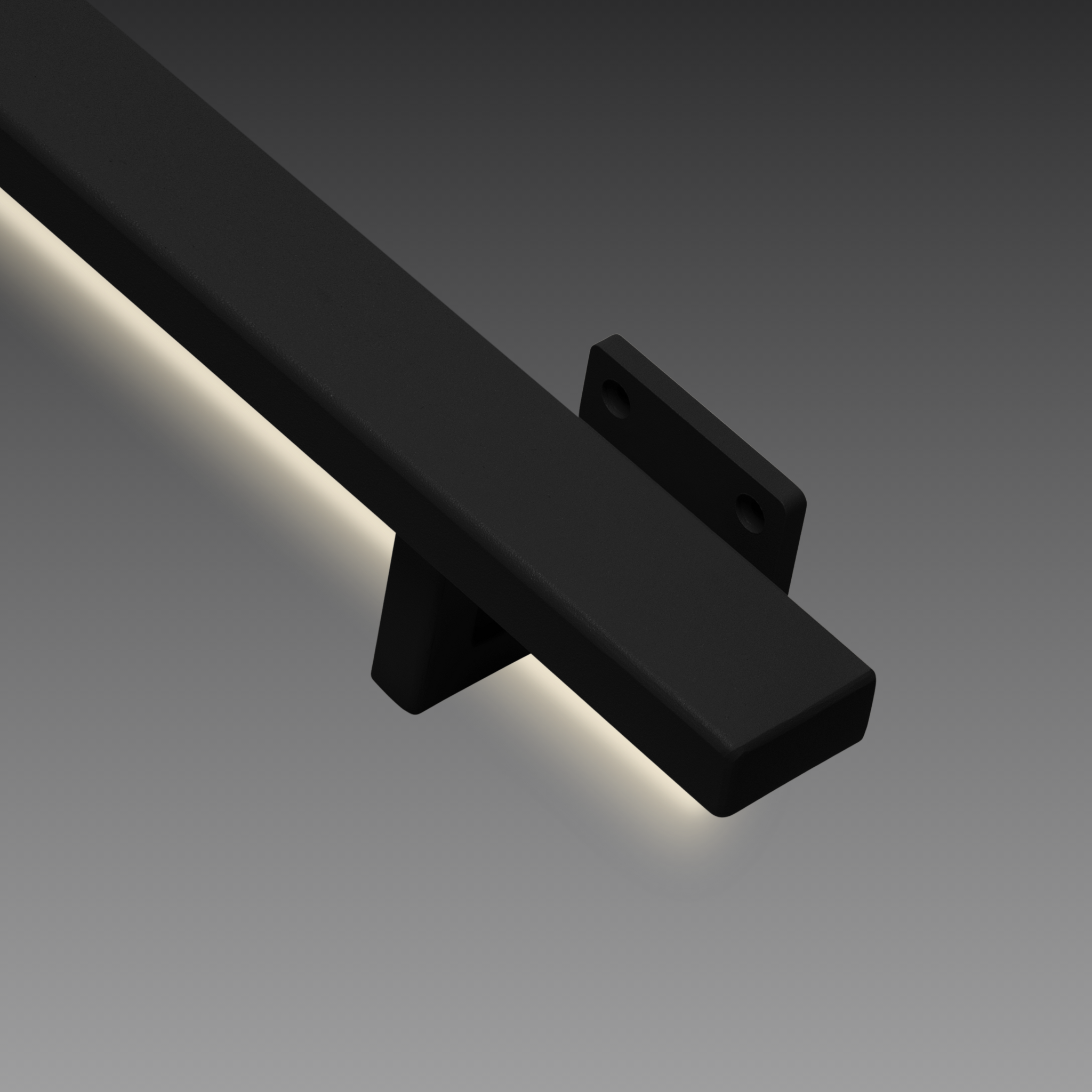 Stalen trapleuning met LED verlichting - Rechthoek 40x20 - Met leuninghouders type V1