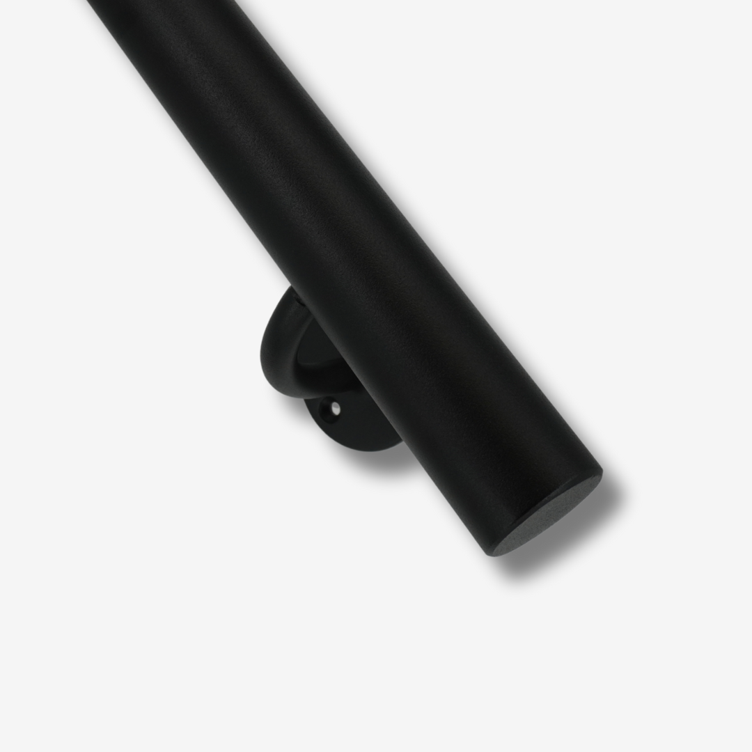 Stalen trapleuning - Rond 40mm - Met aangelaste leuninghouders type R3 - Basic line - Zwart RAL 9005