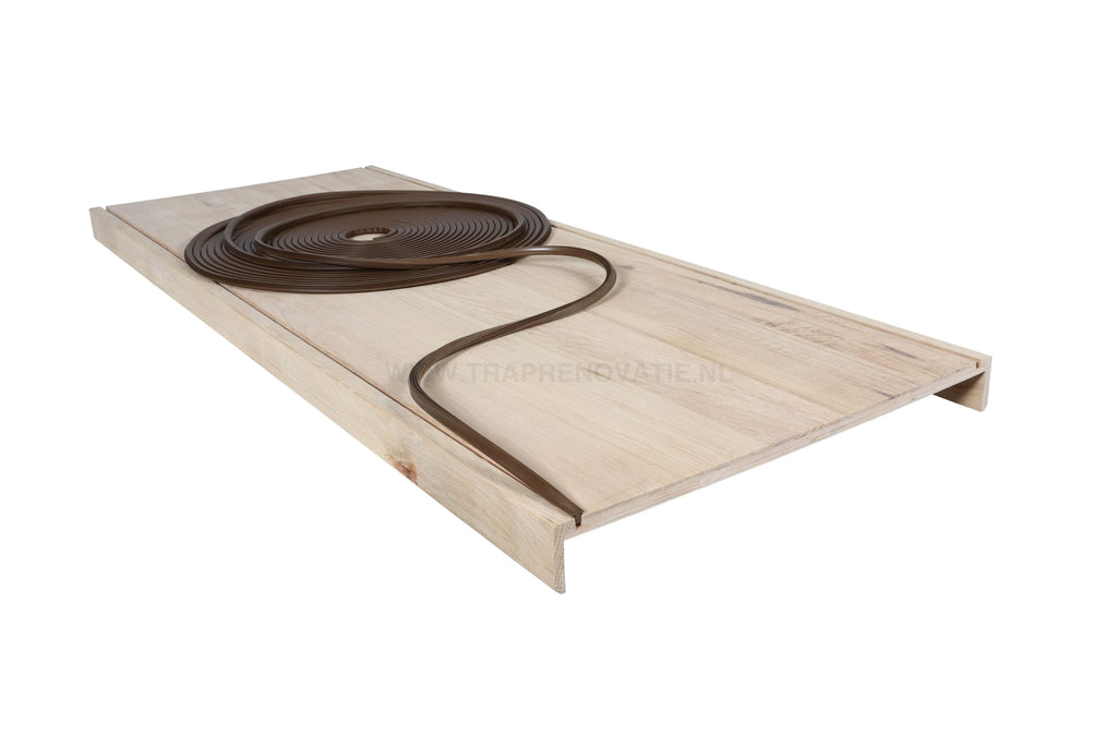 Dubbele Eiken Overzettrede 100X54Cm Met Anti-Slip Bruin