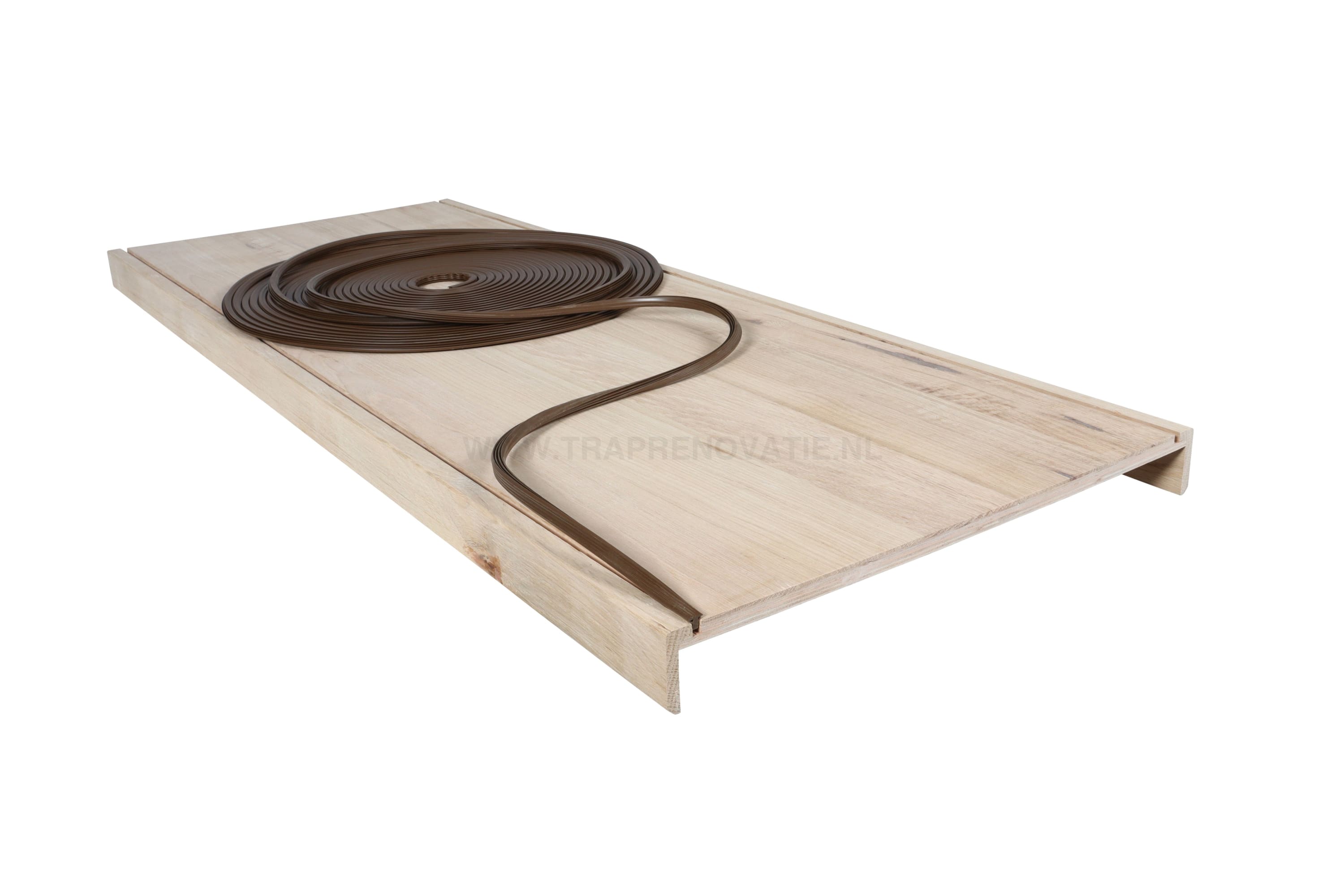 Dubbele Eiken Overzettrede 100X54Cm Met Anti-Slip Bruin