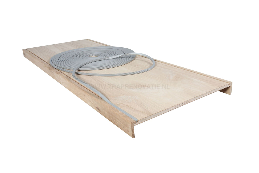 Dubbele Eiken Overzettrede 100X54Cm Met Anti-Slip Grijs