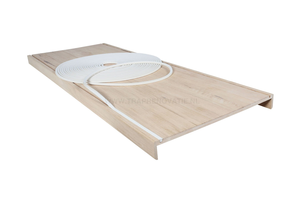 Dubbele Eiken Overzettrede 100X54Cm Met Anti-Slip Wit