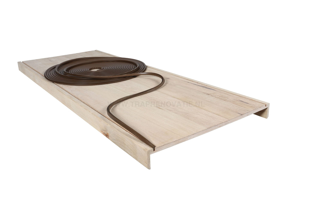 Dubbele Eiken Overzettrede 140X54Cm Met Anti-Slip Bruin