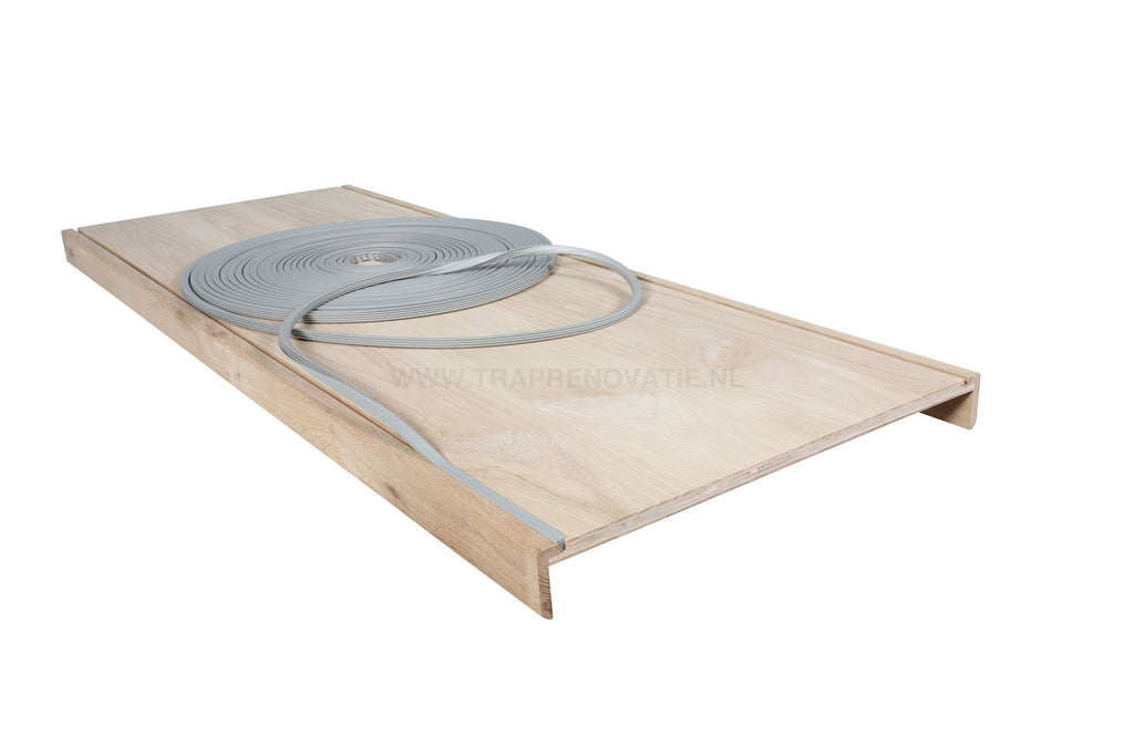 Dubbele Eiken Overzettrede 140X54Cm Met Anti-Slip Grijs