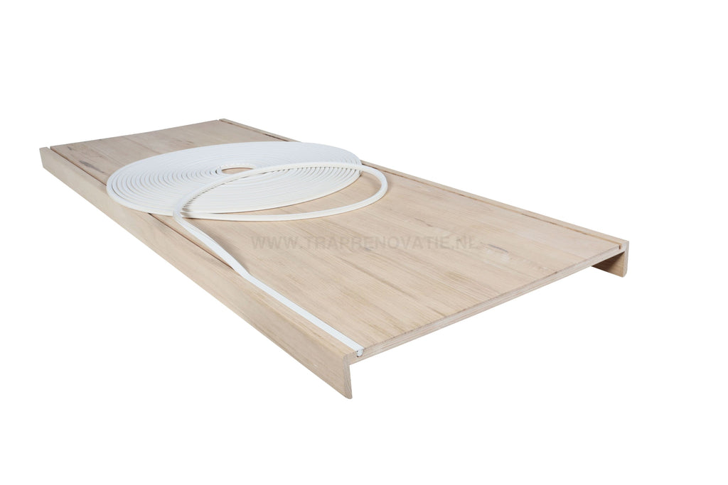 Dubbele Eiken Overzettrede 140X54Cm Met Anti-Slip Wit