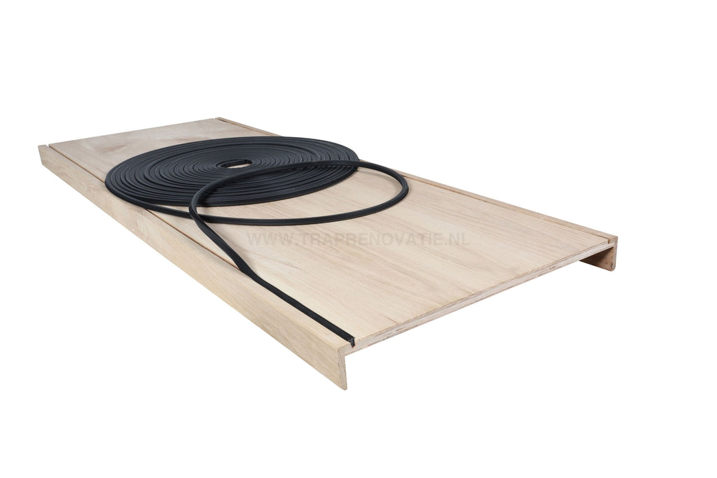 Dubbele Eiken Overzettrede 140X54Cm Met Anti-Slip Zwart