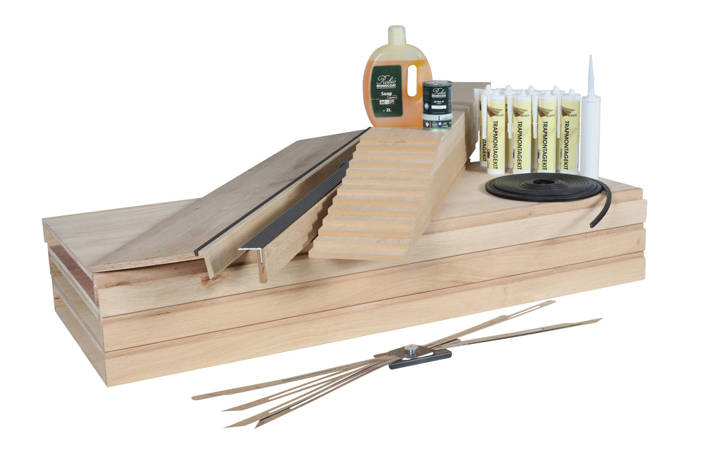 Eiken dichte trap 2-kwartdraai doe-het-zelf pakket