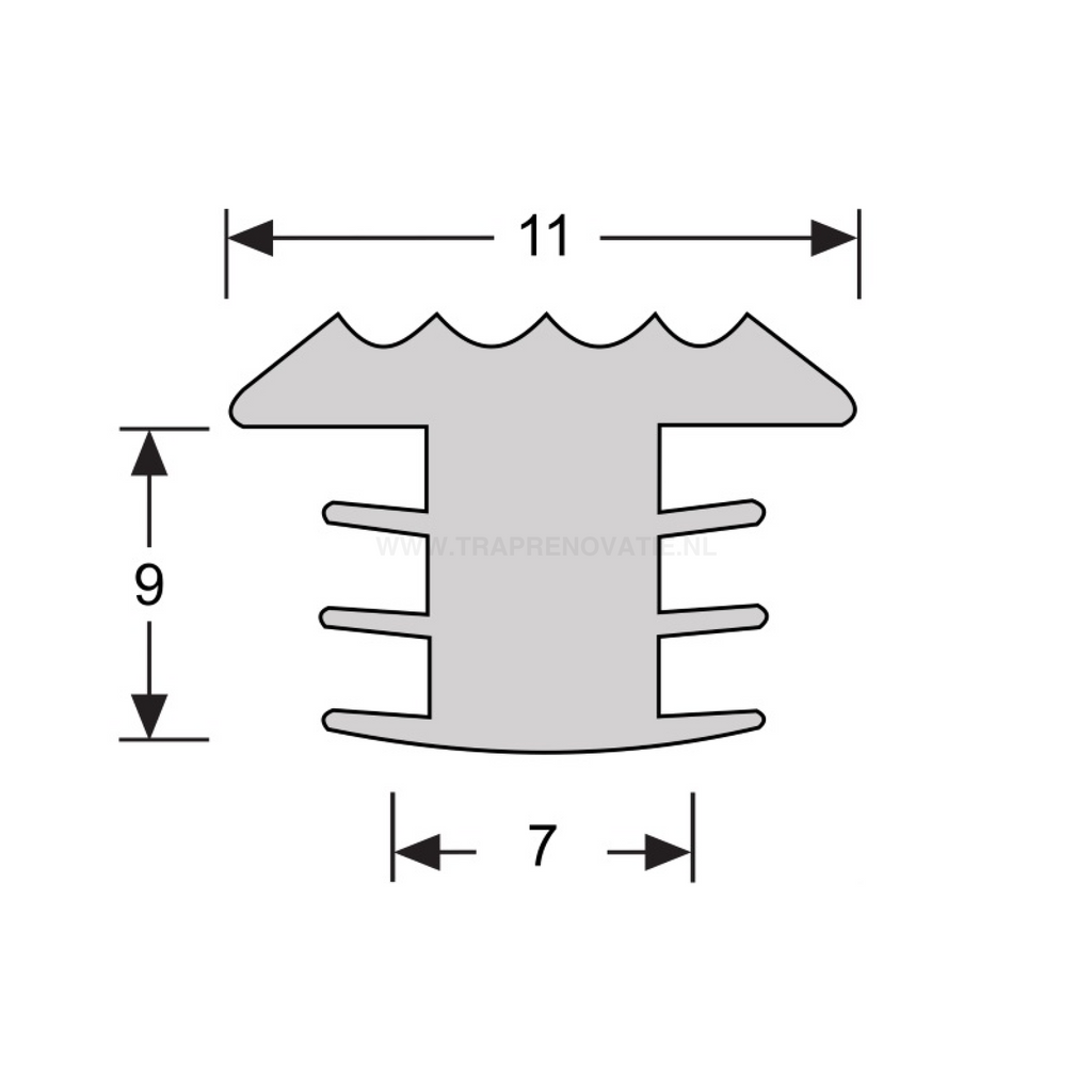 Trap Anti-Slip T-Profiel Grijs