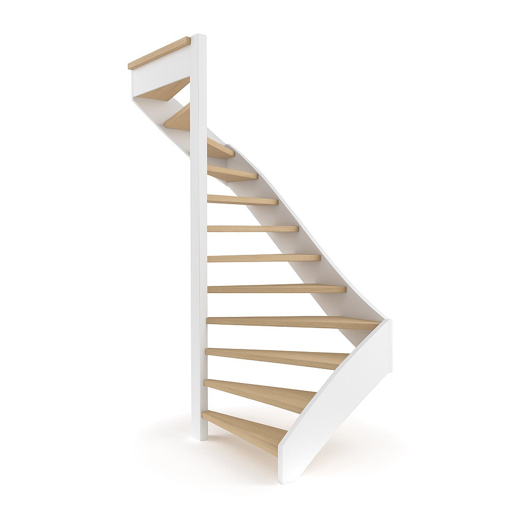 Eiken open trap 2-kwartdraai doe-het-zelf pakket