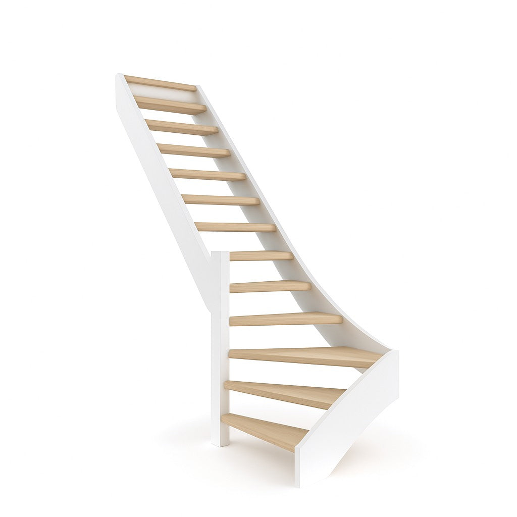 Eiken open trap 1-kwartdraai doe-het-zelf pakket